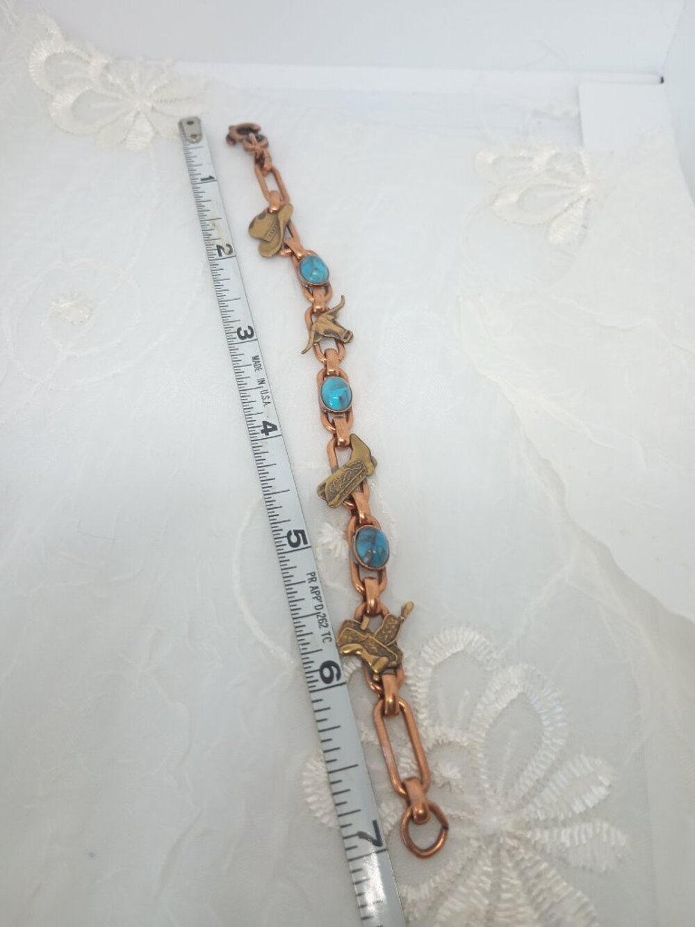 Native American Solid Copper & Turquoise First Nations Tribe Equine Charm Link B - Picture 4 of 6